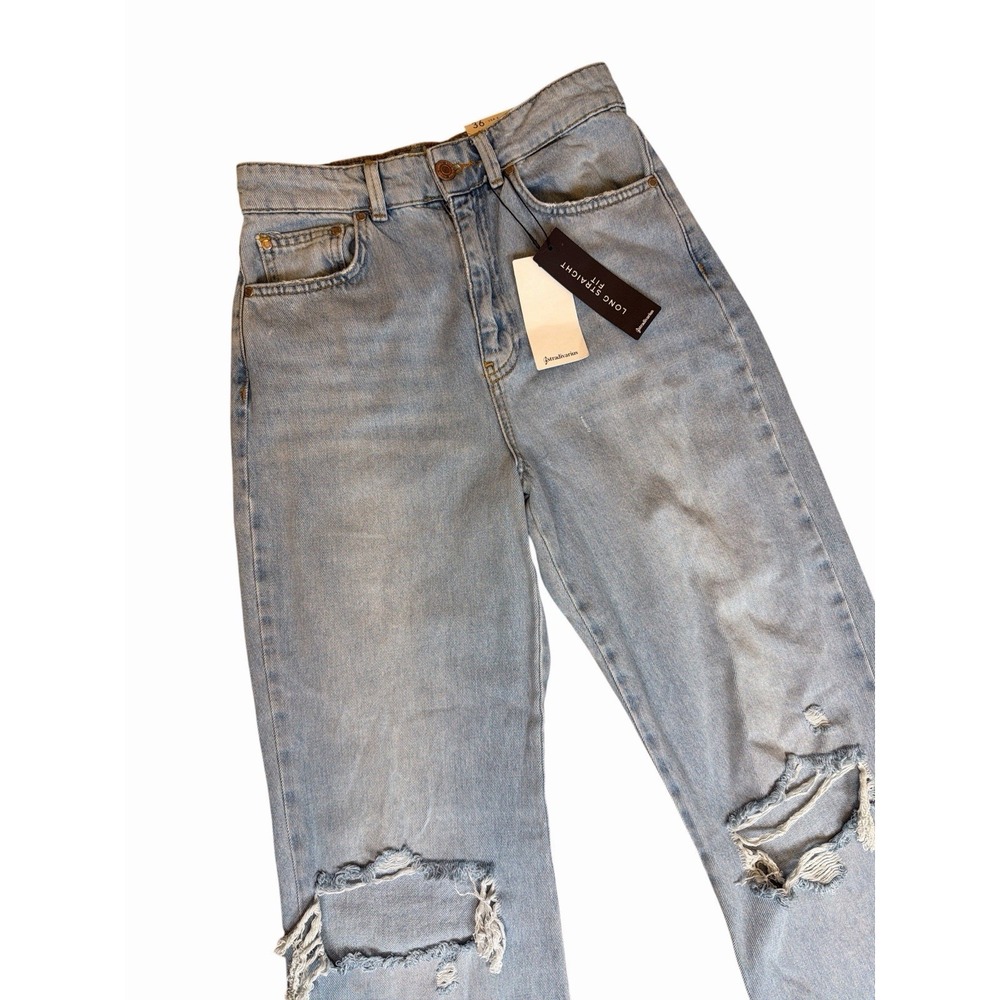 Stradivarius Light Wash Long‎ StrWide Jeans - US 4 EUR 36 New  NWT